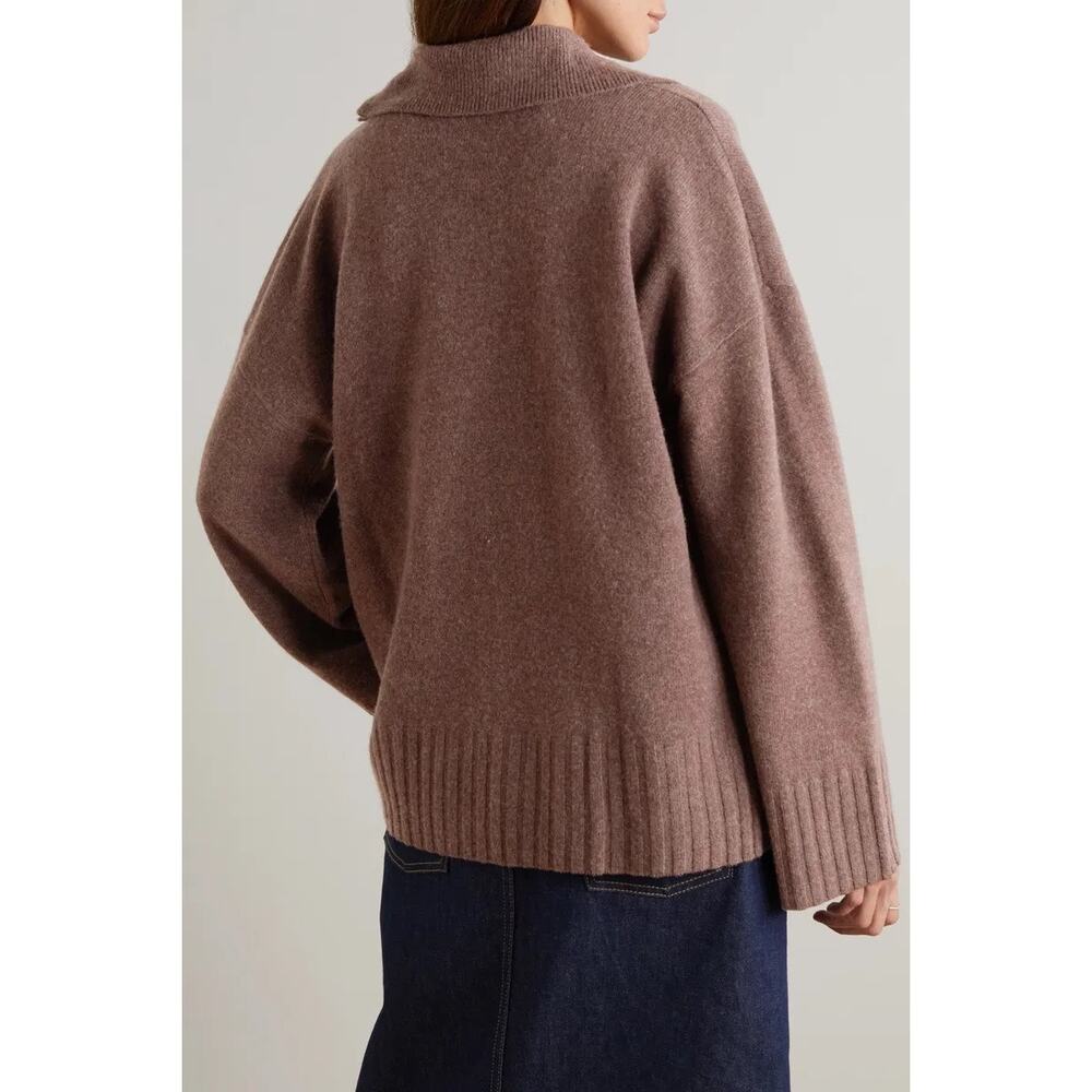 Reformation 100% Wool Brown Otto Oversized Polo Sweater Size S Pullover - Picture 2 of 12